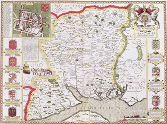 Hantshire, graviert von Jodocus Hondius (1563-1612) aus John Speed